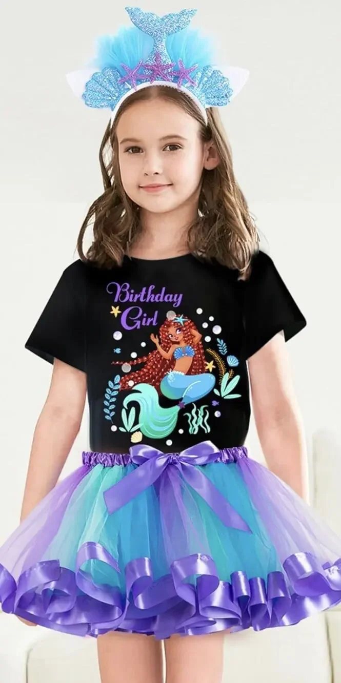Doctor Unicorn Mermaid Outfit Set Tutu Skirt Birthday Girl 6/7 Yr